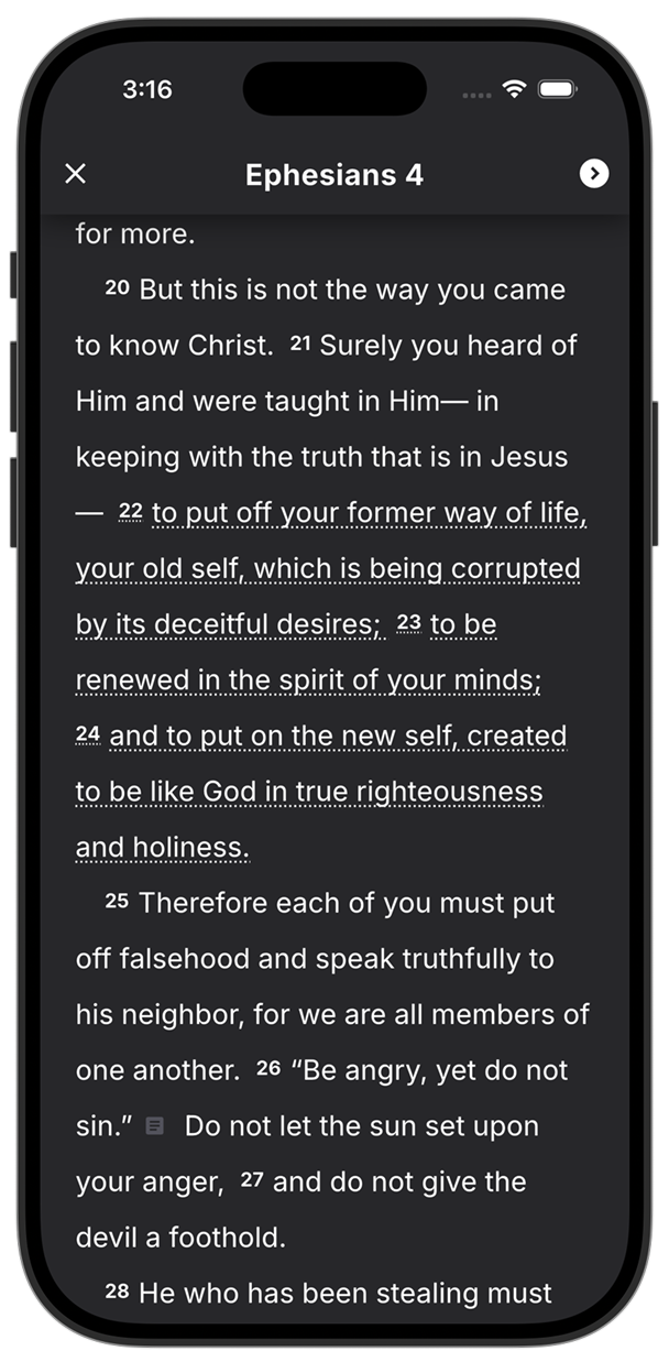 Romans 12:2 cross-references and an expanded Ephesians 4:22-24 preview in Lux Bible