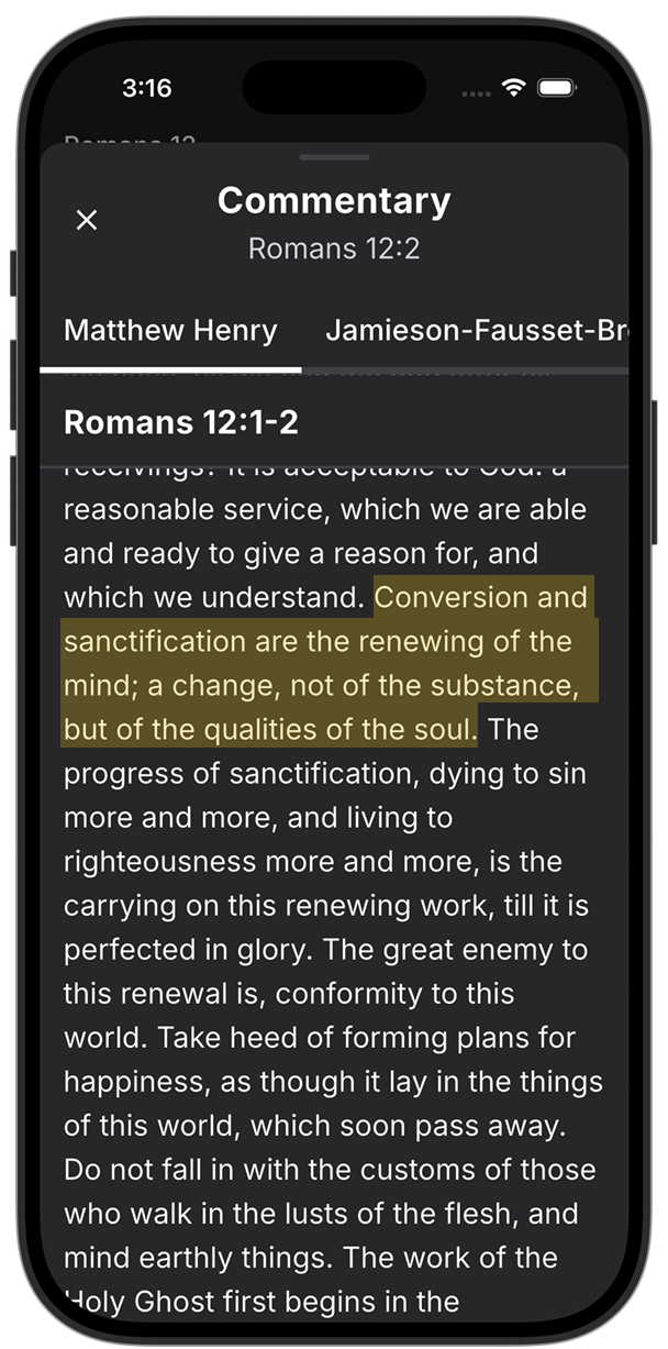 Matthew Henry's commentary on Romans 12:2 in Lux Bible